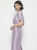 Side View Thumbnail - Lilac Haze Jewel Neck Cropped Satin Jacket