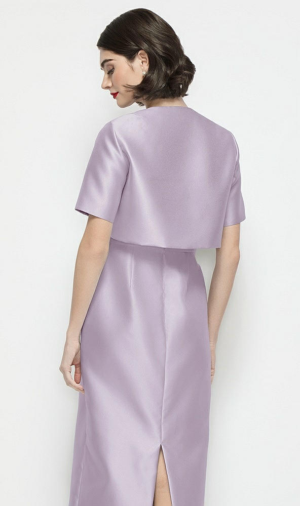 Back View - Lilac Haze Jewel Neck Cropped Satin Jacket