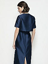 Rear View Thumbnail - Midnight Navy Jewel Neck Cropped Satin Jacket