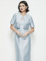 Front View Thumbnail - Mist Jewel Neck Cropped Satin Jacket