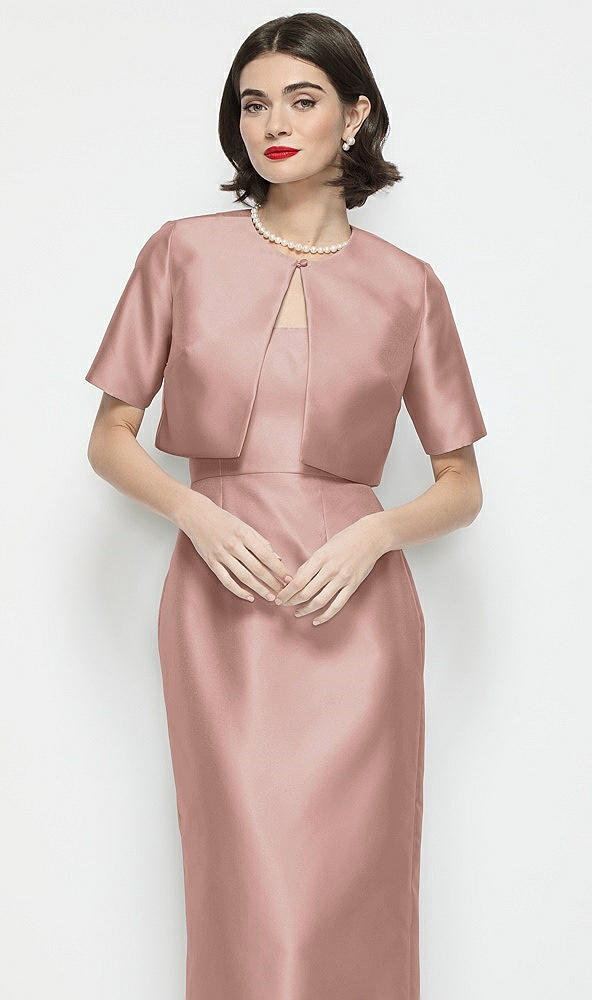 Front View - Neu Nude Jewel Neck Cropped Satin Jacket