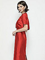 Side View Thumbnail - Poppy Red Jewel Neck Cropped Satin Jacket