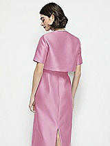 Rear View Thumbnail - Powder Pink Jewel Neck Cropped Satin Jacket