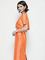 Side View Thumbnail - Portofino Orange Jewel Neck Cropped Satin Jacket