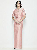 Alt View 1 Thumbnail - Rose Jewel Neck Cropped Satin Jacket