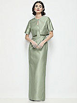 Alt View 1 Thumbnail - Sage Jewel Neck Cropped Satin Jacket