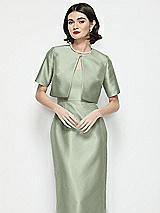 Front View Thumbnail - Sage Jewel Neck Cropped Satin Jacket