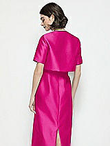 Rear View Thumbnail - Think Pink Jewel Neck Cropped Satin Jacket