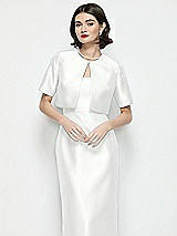 Front View Thumbnail - White Jewel Neck Cropped Satin Jacket