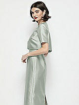 Side View Thumbnail - Willow Green Jewel Neck Cropped Satin Jacket