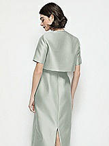 Rear View Thumbnail - Willow Green Jewel Neck Cropped Satin Jacket
