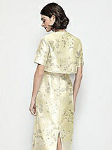 Rear View Thumbnail - Butter Yellow Floral Jewel Neck Cropped Floral Satin Jacket