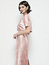 Side View Thumbnail - Bow And Blossom Print Jewel Neck Cropped Floral Satin Jacket