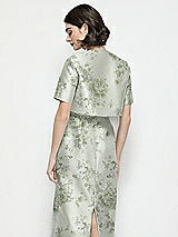 Rear View Thumbnail - Sage Cottage Rose Jewel Neck Cropped Floral Satin Jacket