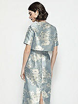 Rear View Thumbnail - Porcelain Blue Seraphina Floral Jewel Neck Cropped Floral Satin Jacket