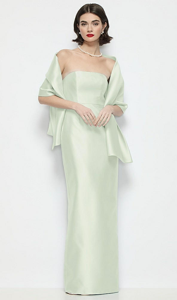 Front View - Mint Green Satin Wrap Stole