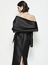 Rear View Thumbnail - Black Satin Wrap Stole