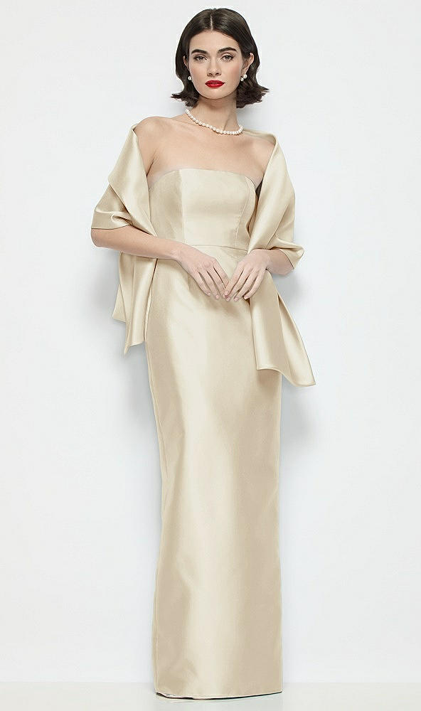 Front View - Champagne Satin Wrap Stole