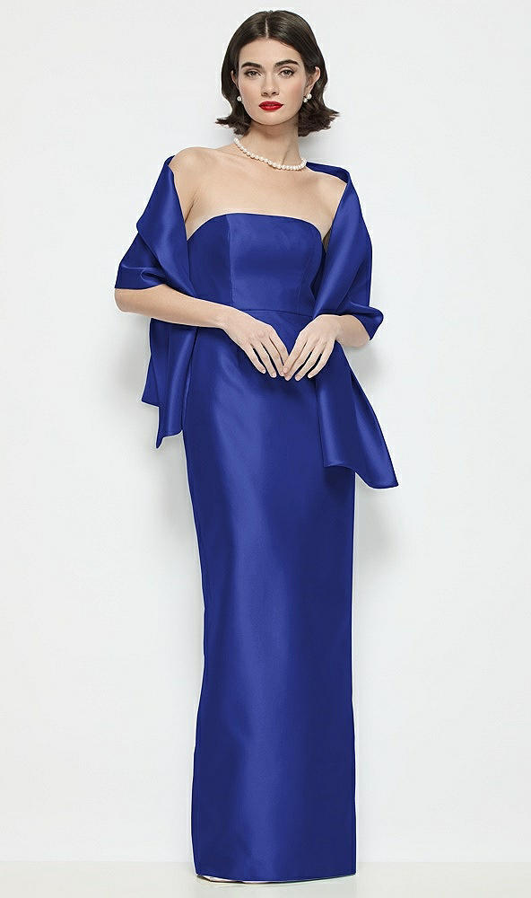 Front View - Cobalt Blue Satin Wrap Stole