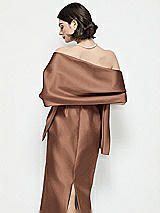 Rear View Thumbnail - Cognac Satin Wrap Stole