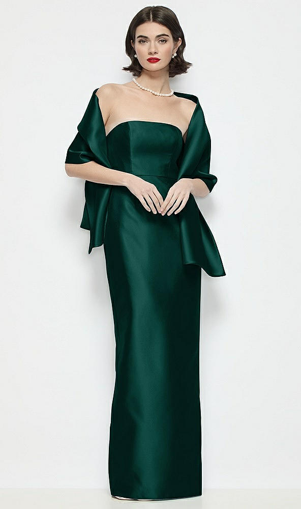 Front View - Evergreen Satin Wrap Stole