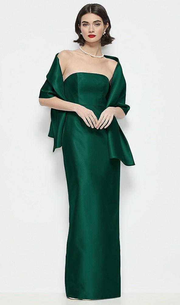 Front View - Hunter Green Satin Wrap Stole