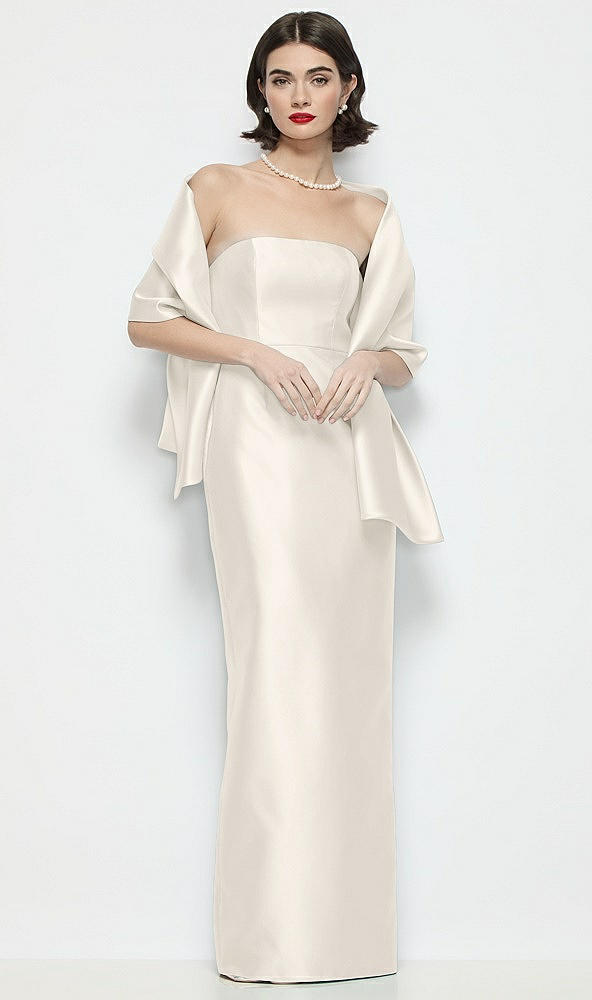 Front View - Ivory Satin Wrap Stole