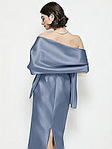 Rear View Thumbnail - Larkspur Blue Satin Wrap Stole