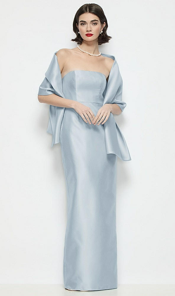 Front View - Mist Satin Wrap Stole