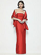 Front View Thumbnail - Poppy Red Satin Wrap Stole