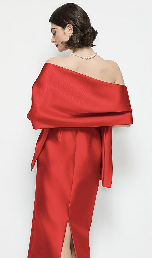 Back View - Poppy Red Satin Wrap Stole
