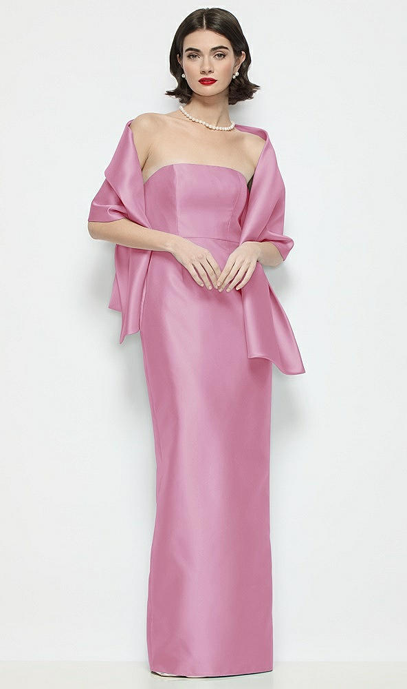 Front View - Powder Pink Satin Wrap Stole
