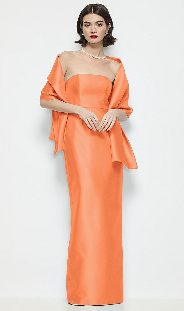 Front View - Portofino Orange Satin Wrap Stole