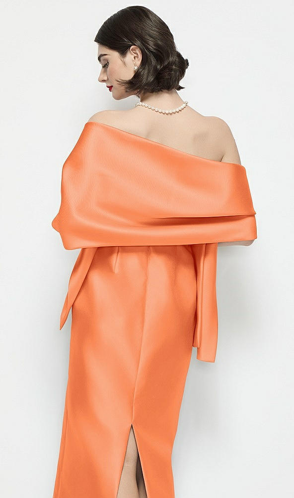 Back View - Portofino Orange Satin Wrap Stole