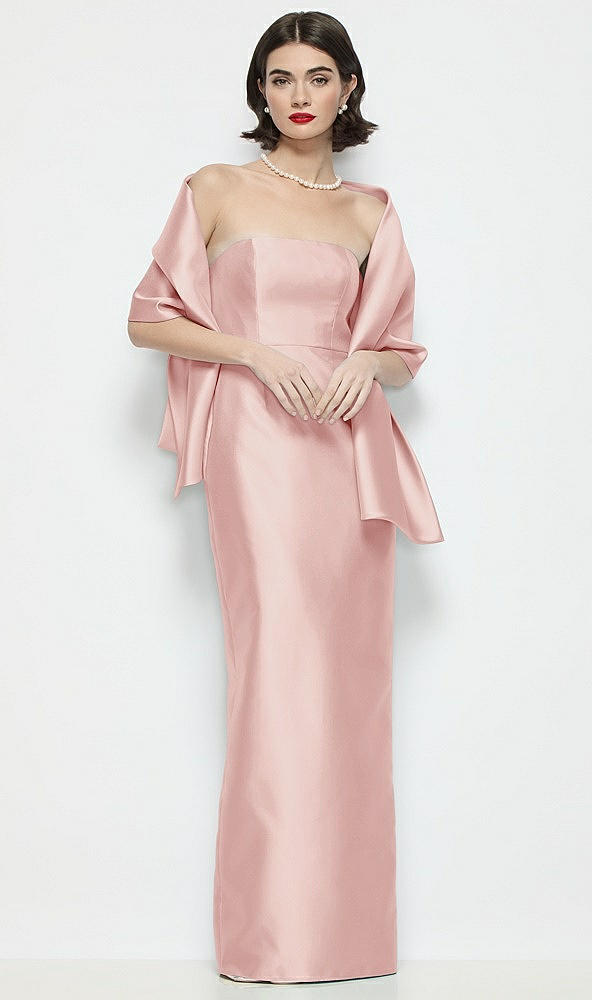 Front View - Rose Satin Wrap Stole