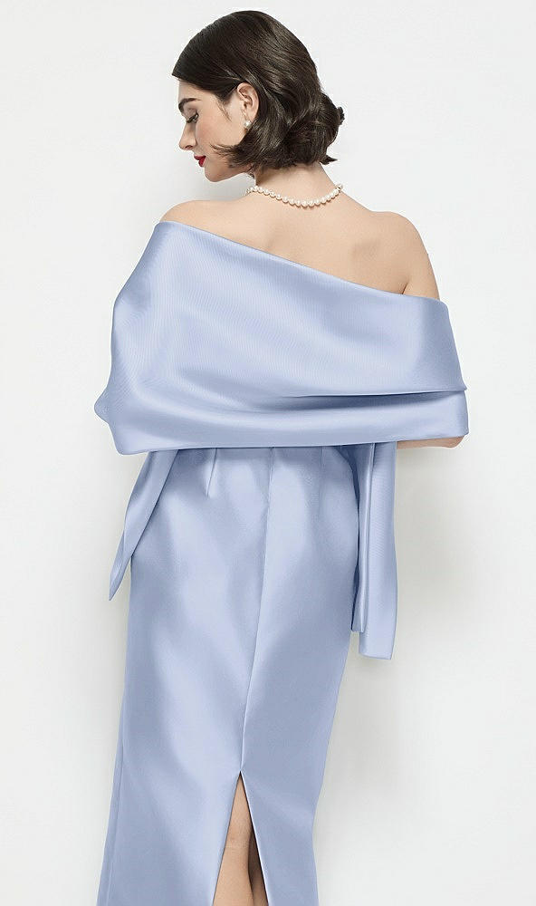 Back View - Sky Blue Satin Wrap Stole