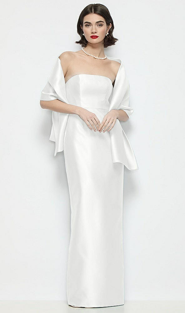 Front View - White Satin Wrap Stole