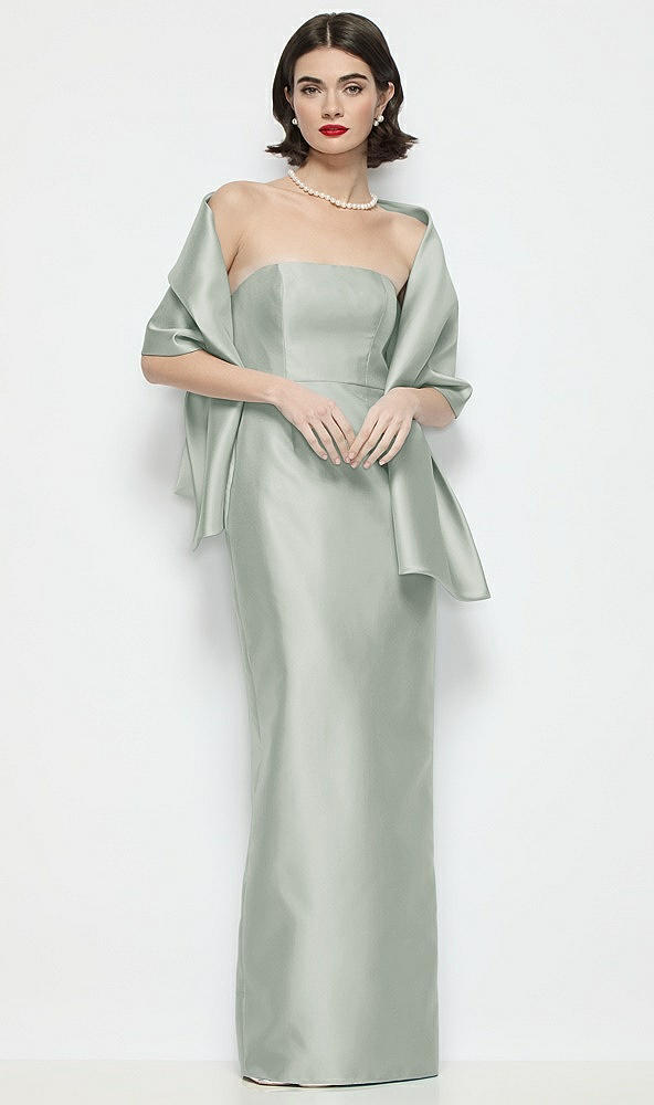 Front View - Willow Green Satin Wrap Stole