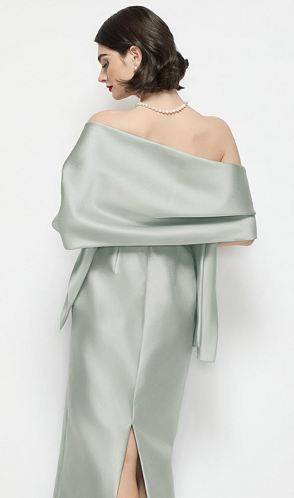 Back View - Willow Green Satin Wrap Stole