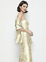 Side View Thumbnail - Butter Yellow Floral Floral Satin Wrap Stole