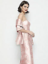 Side View Thumbnail - Bow And Blossom Print Floral Satin Wrap Stole