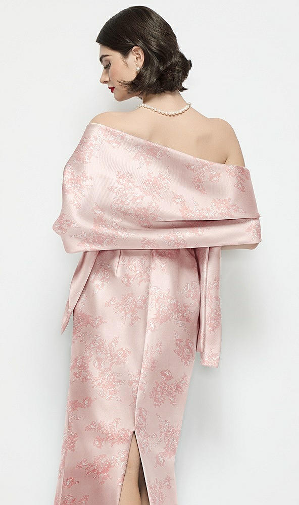 Back View - Bow And Blossom Print Floral Satin Wrap Stole