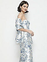 Side View Thumbnail - Cottage Rose Larkspur Floral Satin Wrap Stole