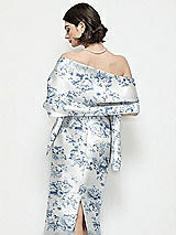 Rear View Thumbnail - Cottage Rose Larkspur Floral Satin Wrap Stole