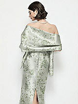 Rear View Thumbnail - Sage Cottage Rose Floral Satin Wrap Stole