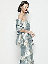Side View Thumbnail - Porcelain Blue Seraphina Floral Floral Satin Wrap Stole