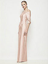 Side View Thumbnail - Cameo Off-the-Shoulder 3/4 Sleeve Column Satin Maxi Dress