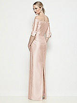 Rear View Thumbnail - Cameo Off-the-Shoulder 3/4 Sleeve Column Satin Maxi Dress