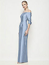 Side View Thumbnail - Cloudy Off-the-Shoulder 3/4 Sleeve Column Satin Maxi Dress