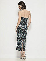 Rear View Thumbnail - Black Multi Strapless Column Stretch Floral Sequin Midi Dress